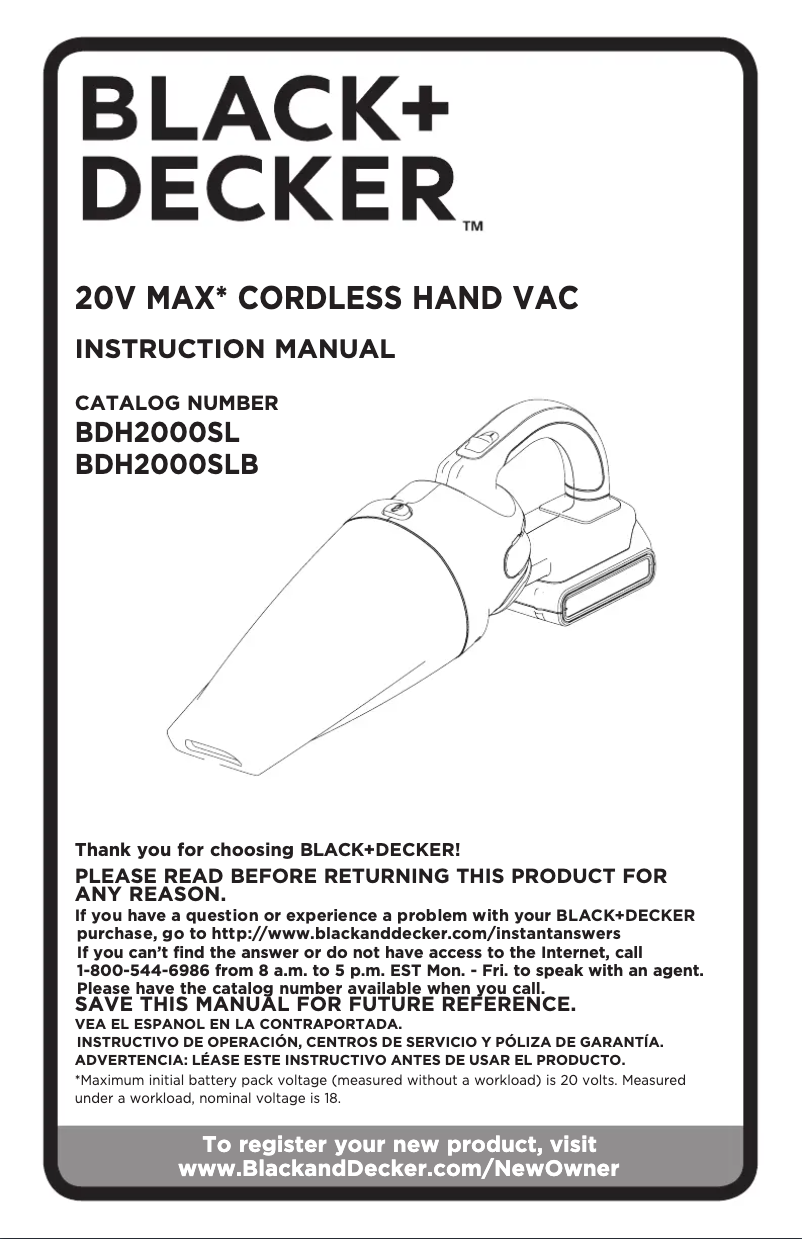 Imagen de la primera página del manual del dispositivo BDH2000SL