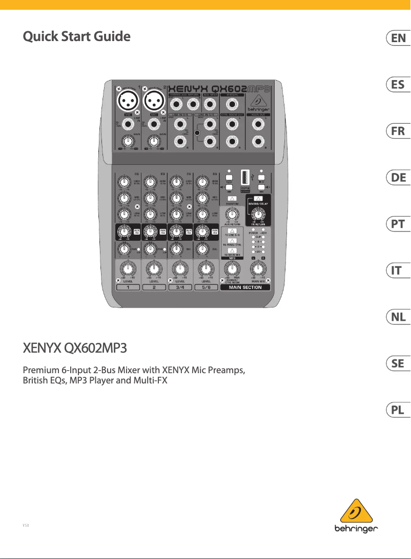 Página 1 del manual Guía de inicio rápido Behringer Xenyx QX602MP3