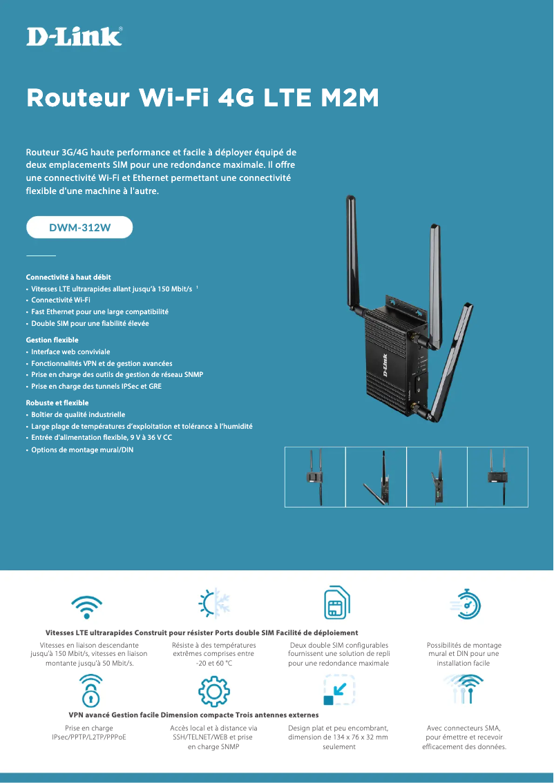 Página 1 del manual Ficha técnica D-Link DWM-312W
