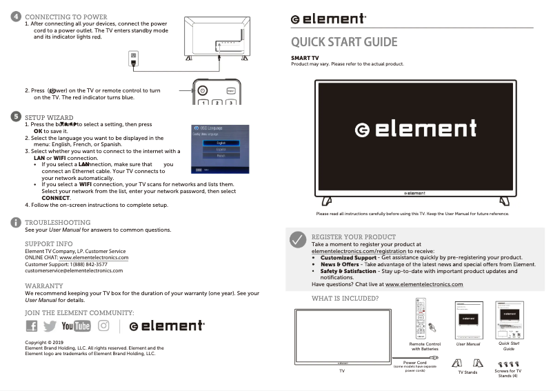 Página 1 del manual Guía de inicio rápido Element ELST4316S