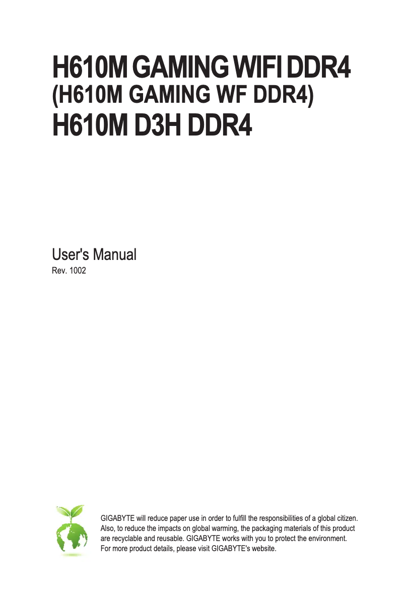 Imagen de la primera página del manual del dispositivo H610M D3H DDR4