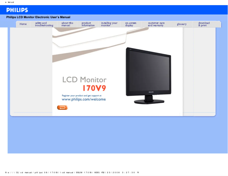 Página 1 del manual Manual de usuario Philips 170V9FB
