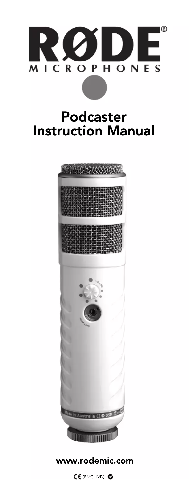 Imagen de la primera página del manual del dispositivo Podcaster