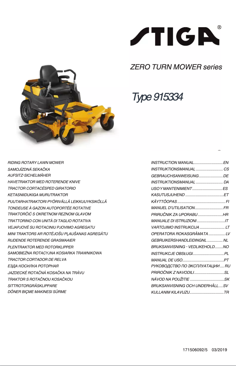 Página 1 del manual Manual de usuario Stiga ZT 5132 T