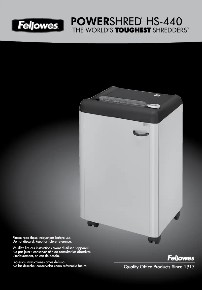 Imagen de la primera página del manual del dispositivo Powershred HS-440