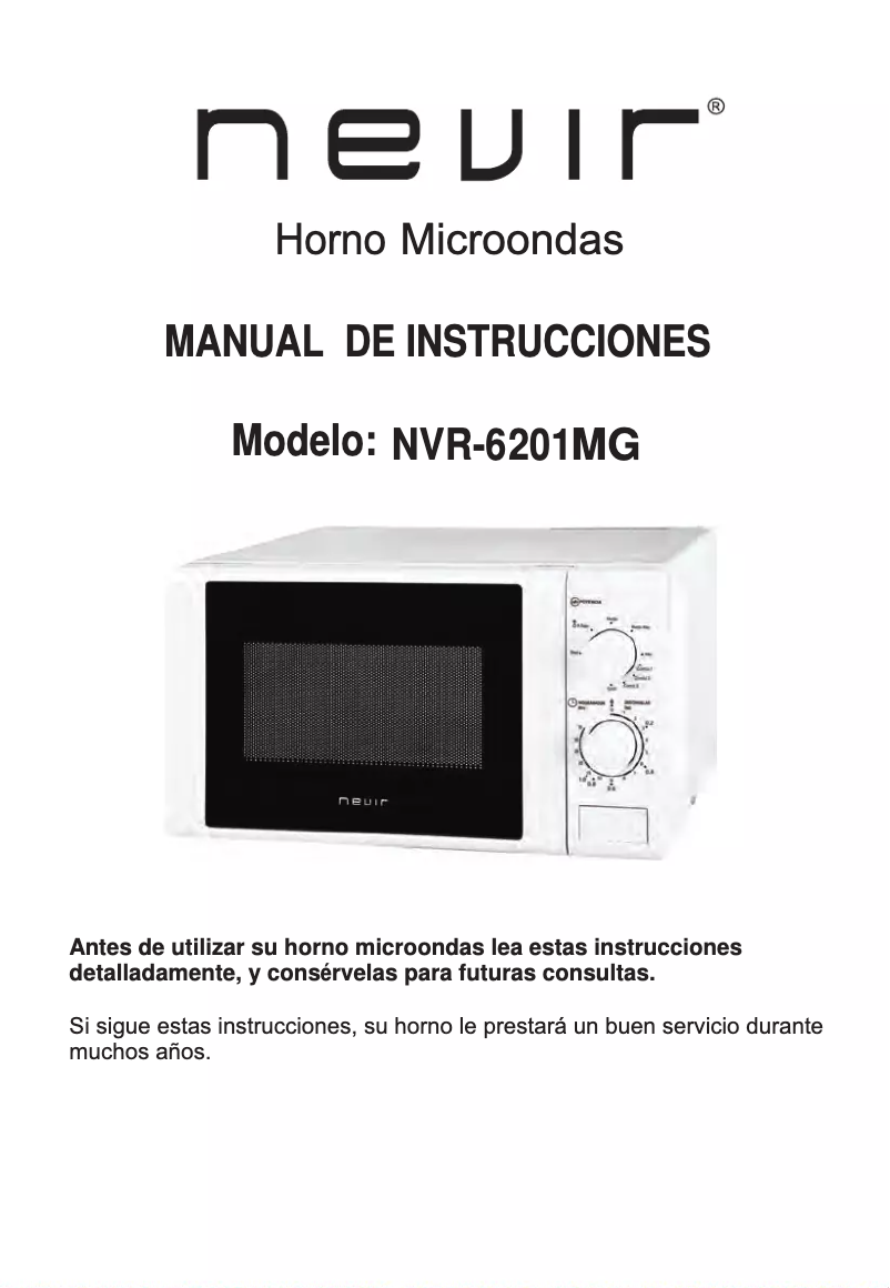 Imagen de la primera página del manual del dispositivo NVR-6201MG