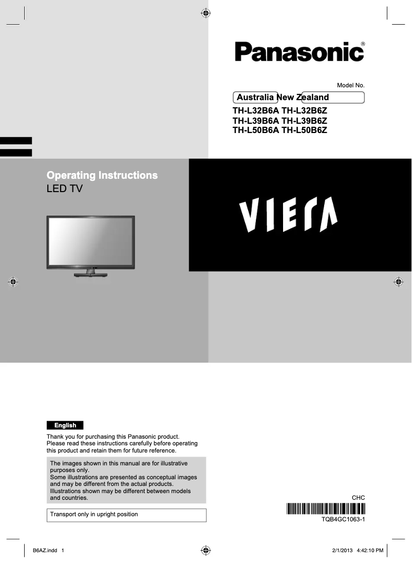 Imagen de la primera página del manual del dispositivo TH-L50B6A