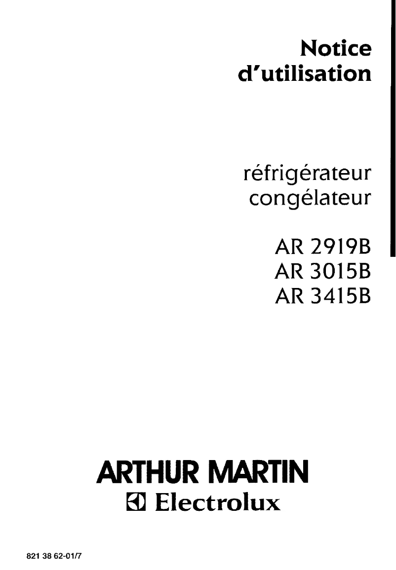 Página 1 del manual Manual de usuario Arthur Martin-Electrolux AR3009B