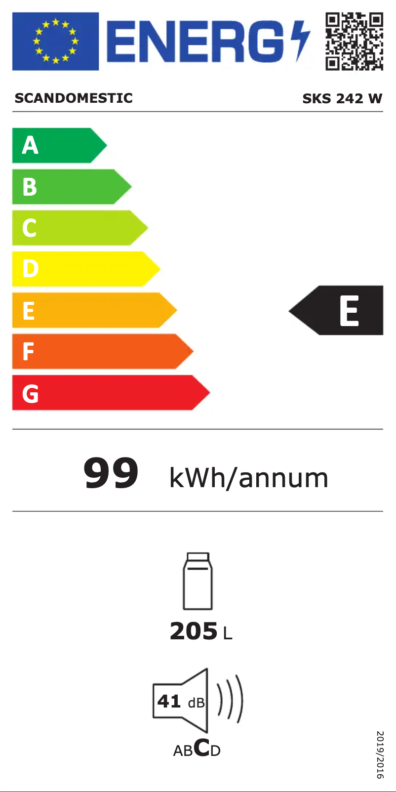 Página 1 del manual Etiqueta energética Scandomestic SKS 242 W
