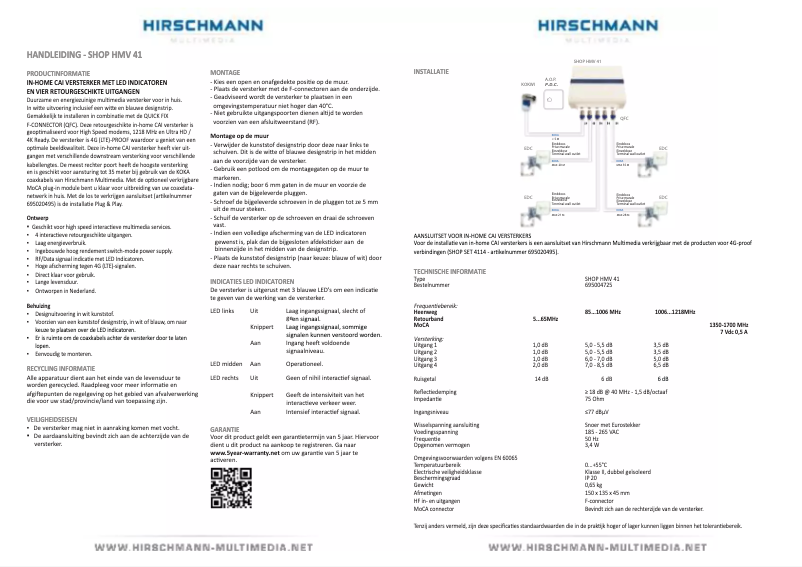 Página 1 del manual Manual de usuario Hirschmann HMV41