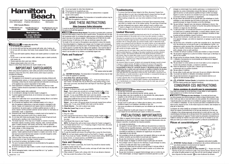 Página 1 del manual Manual de usuario Hamilton Beach 22990