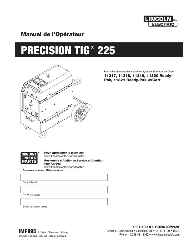 Página nº 1 - Manual de usuario Lincoln Electric Precision TIG 225