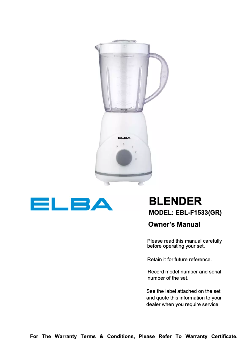 Página 1 del manual Manual de usuario Elba EBL-F1533(GR)
