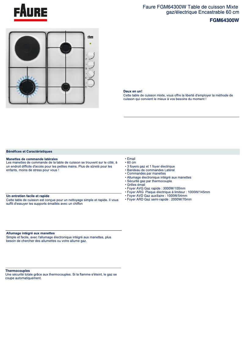 Página nº 1 - Ficha técnica Faure FGM64300W