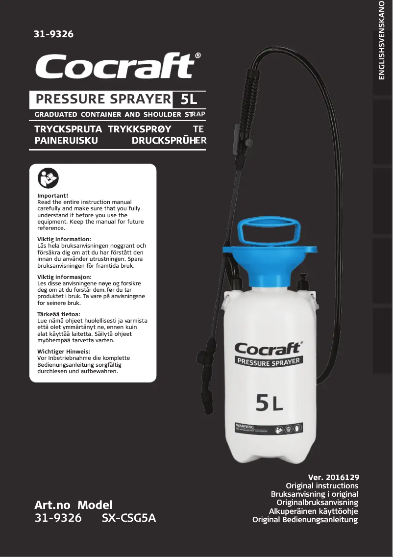 Imagen de la primera página del manual del dispositivo SX-CSG5A