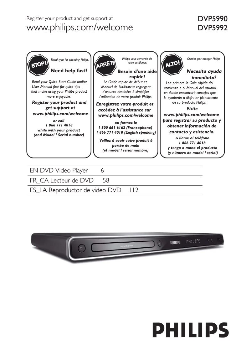 Página 1 del manual Manual de usuario Philips DVP5990