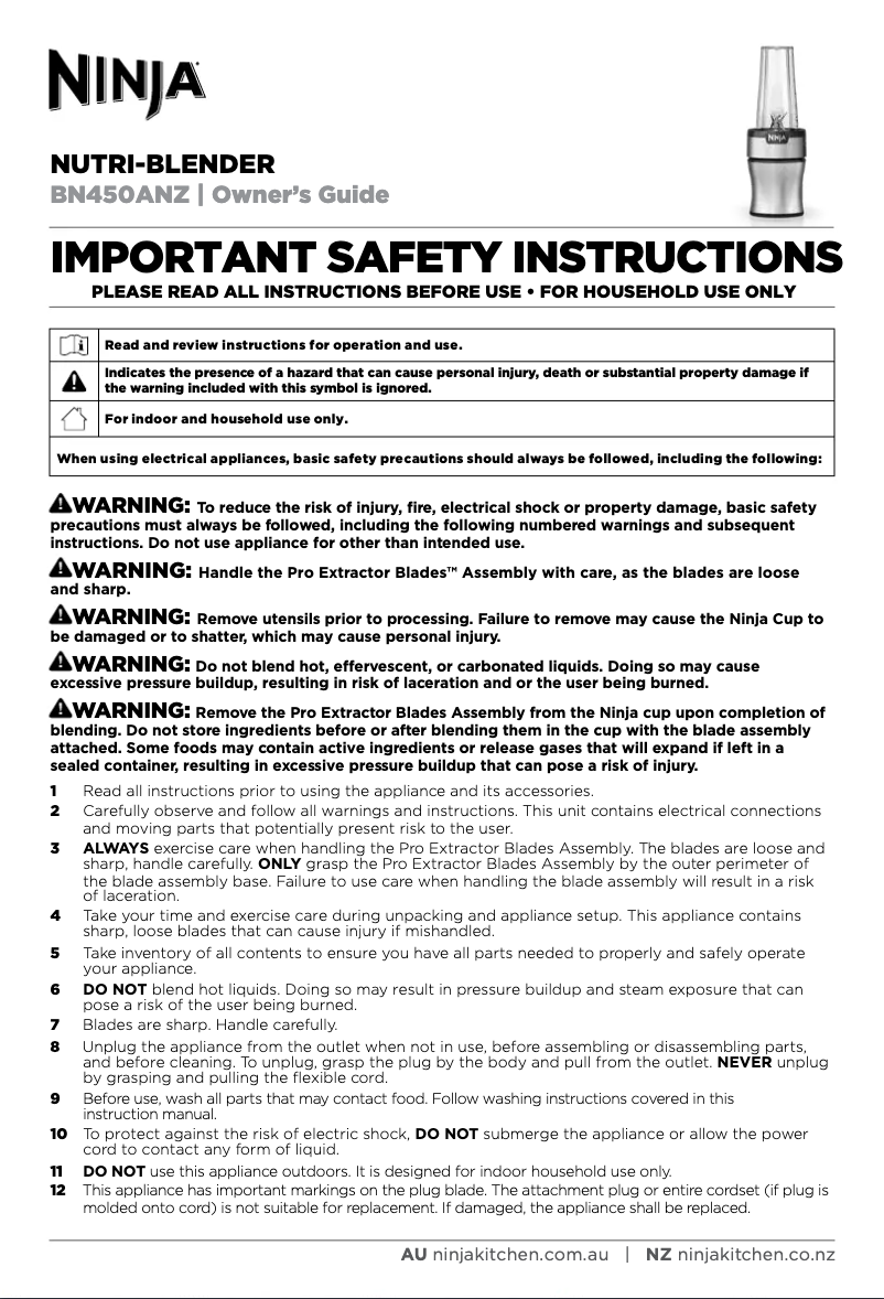 Página 1 del manual Manual de usuario Ninja Nutri BN450