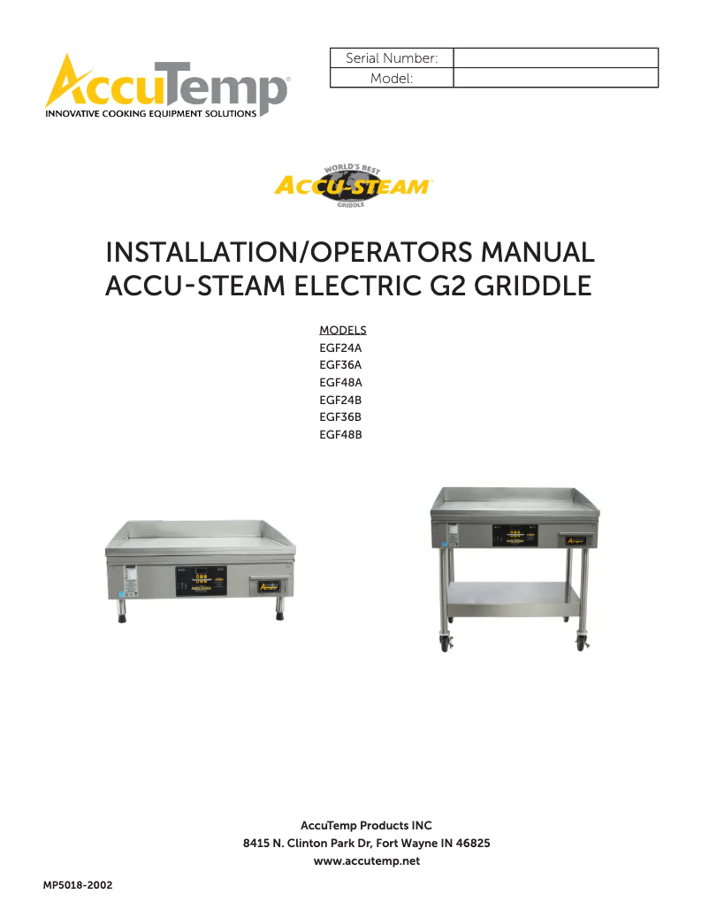 Página 1 del manual Manual de usuario AccuTemp AccuSteam EGF4803B3650-T1