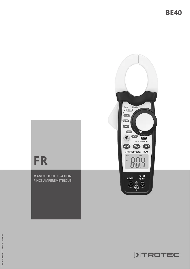 Página 1 del manual Manual de usuario Trotec BE40