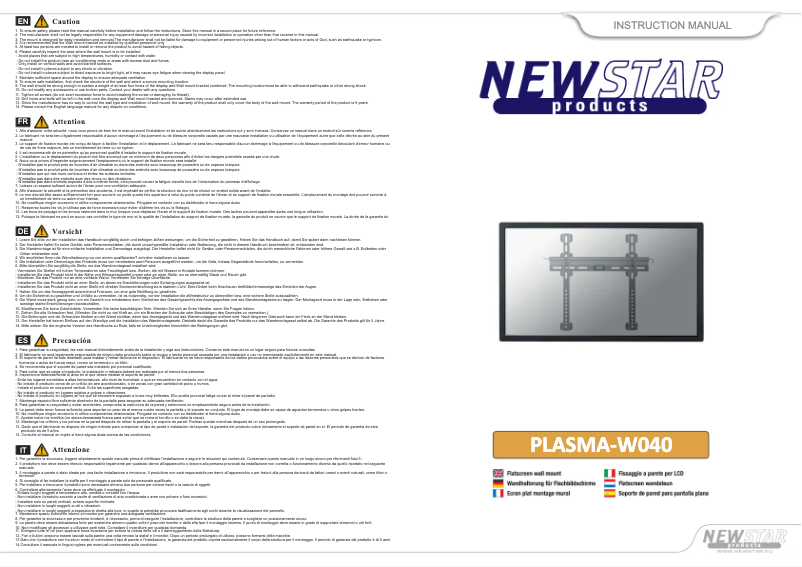 Imagen de la primera página del manual del dispositivo PLASMA-W040