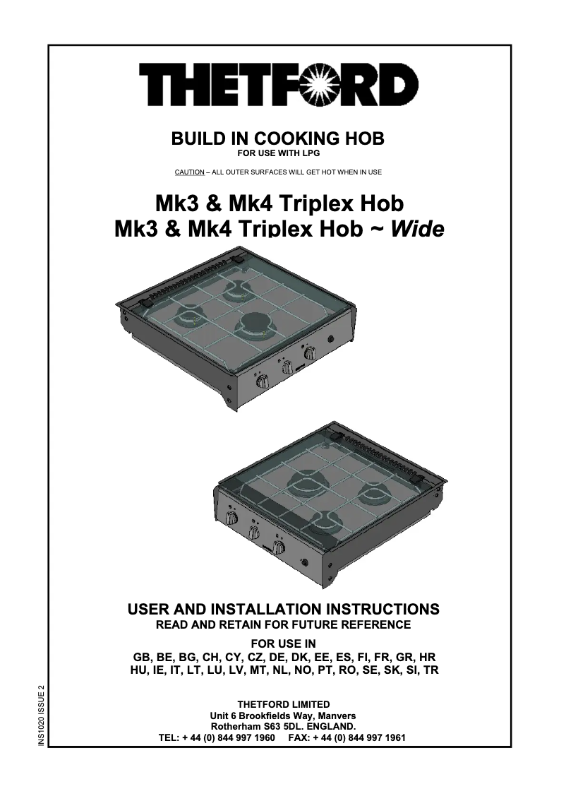 Página 1 del manual Manual de usuario Thetford Triplex SHB70