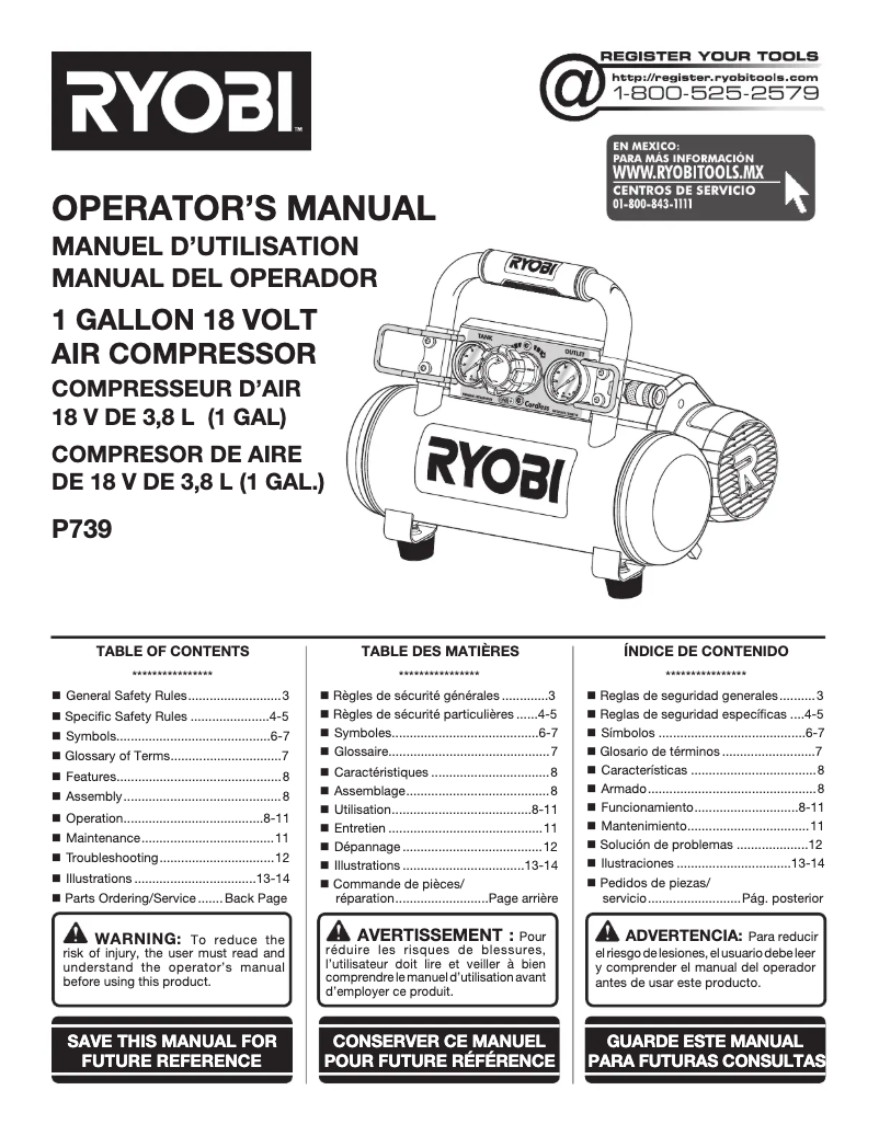 Página 1 del manual Manual de usuario RYOBI P739