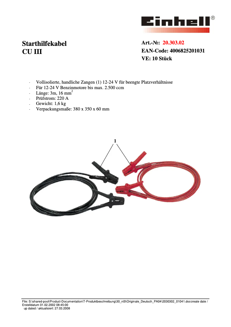 Página nº 1 - Ficha técnica Einhell CU III