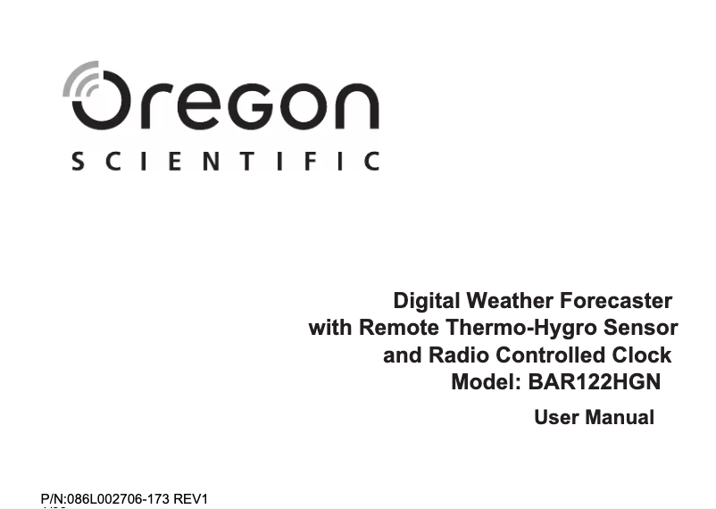 Imagen de la primera página del manual del dispositivo BAR122HGN