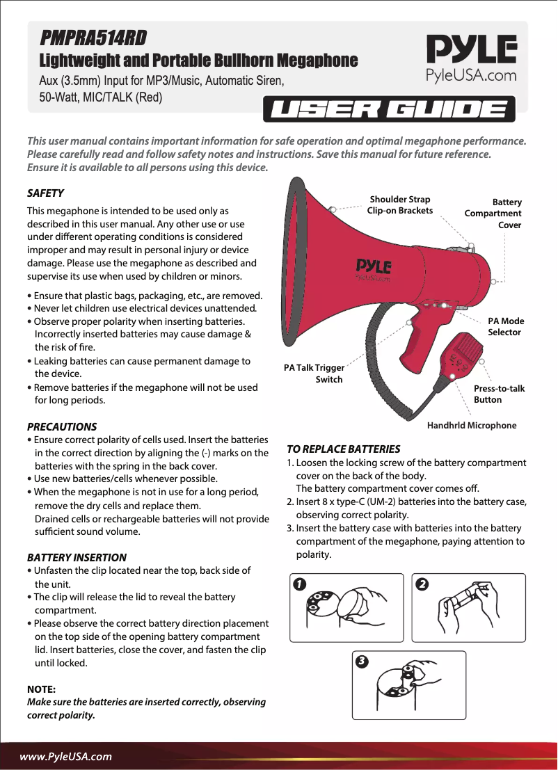 Página nº 1 - Manual de usuario Pyle PMPRA514RD