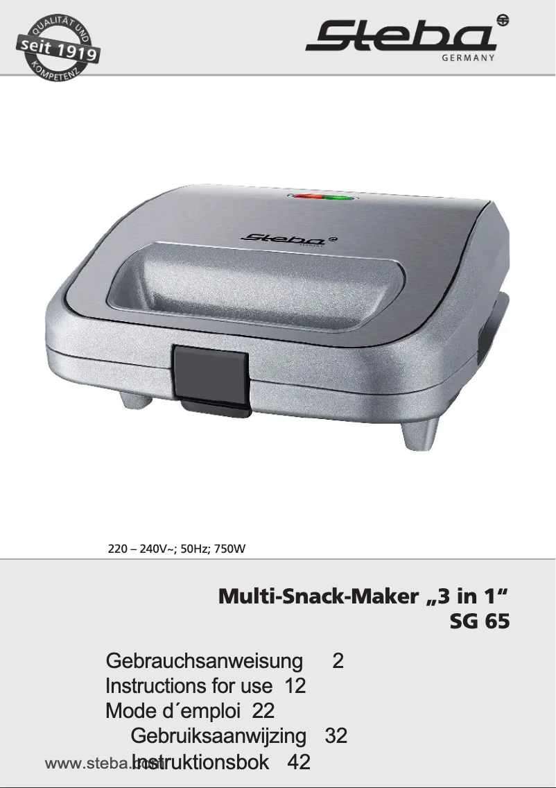 Imagen de la primera página del manual del dispositivo SG 65