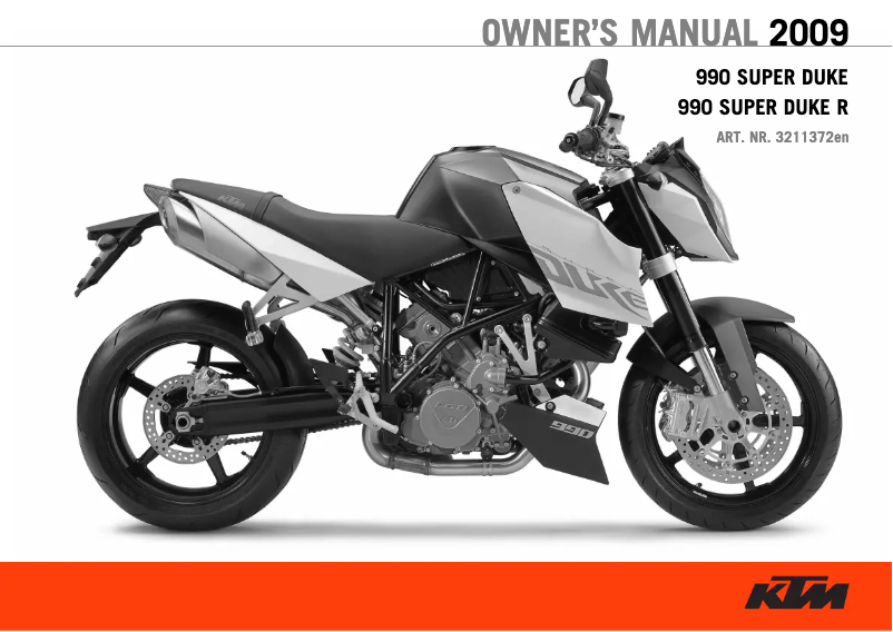 Imagen de la primera página del manual del dispositivo 990 Super Duke R (2009)