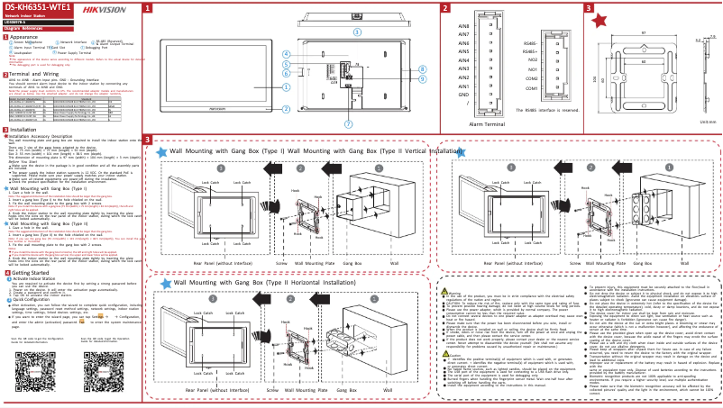 Imagen de la primera página del manual del dispositivo DS-KH6351-WTE1