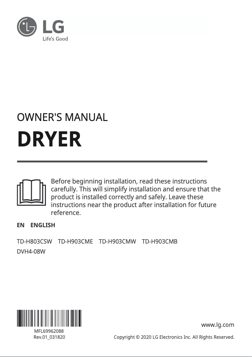 Página 1 del manual Manual de usuario LG TD-H903CMB