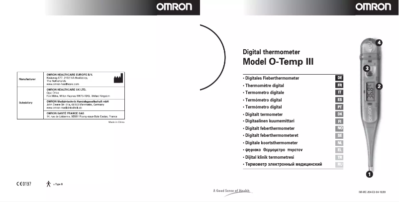 Imagen de la primera página del manual del dispositivo O-Temp III