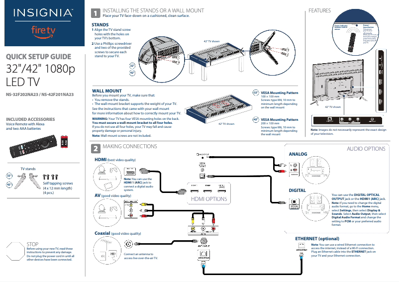 Página 1 del manual Guía de inicio rápido Insignia NS-32F202NA23
