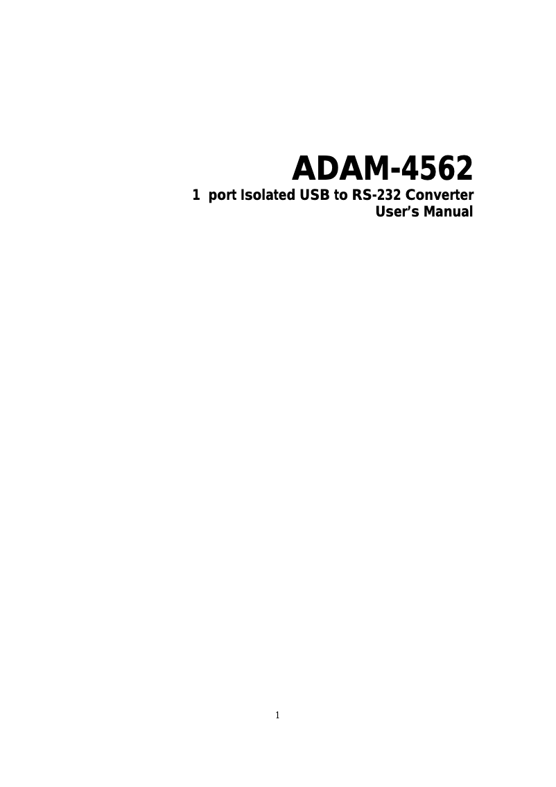 Imagen de la primera página del manual del dispositivo ADAM-4562
