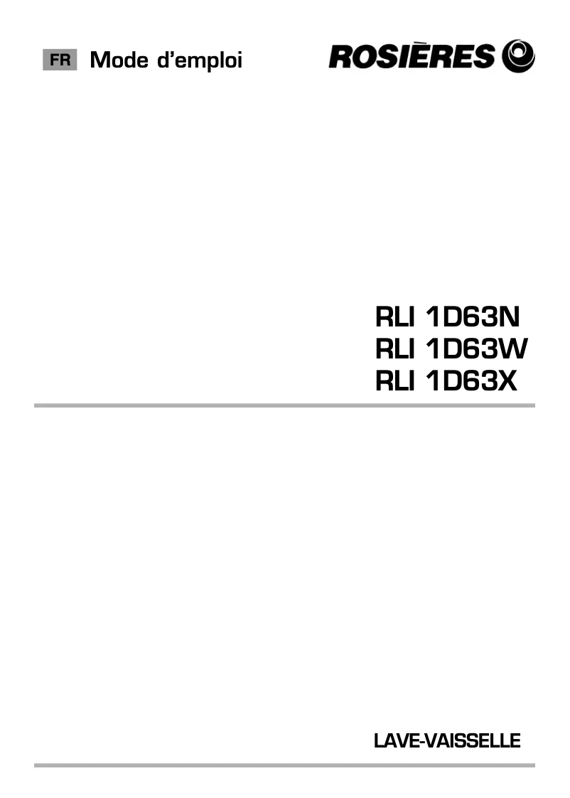 Página nº 1 - Manual de usuario Rosieres RLI 1D63X-47
