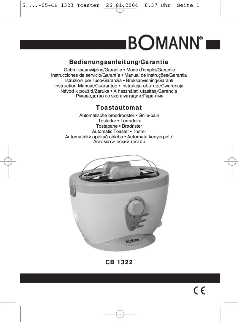 Imagen de la primera página del manual del dispositivo CB 1322