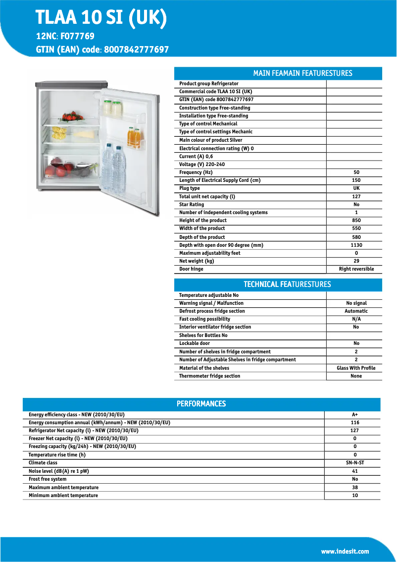 Imagen de la primera página del manual del dispositivo TLAA 10 SI (UK)