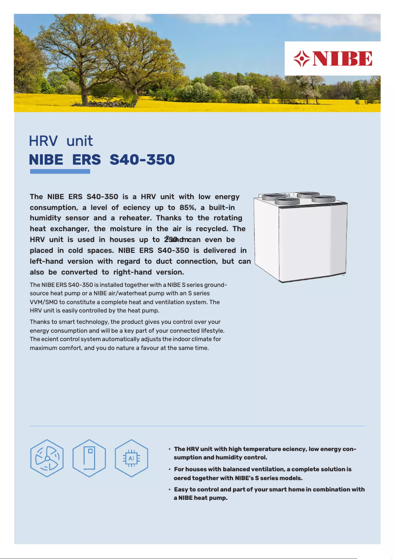 Página 1 del manual Ficha técnica Nibe ERS S40-400