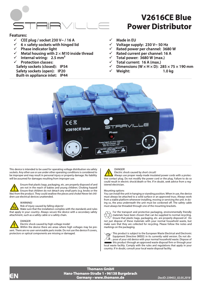 Página nº 1 - Manual de usuario Stairville V2616CE