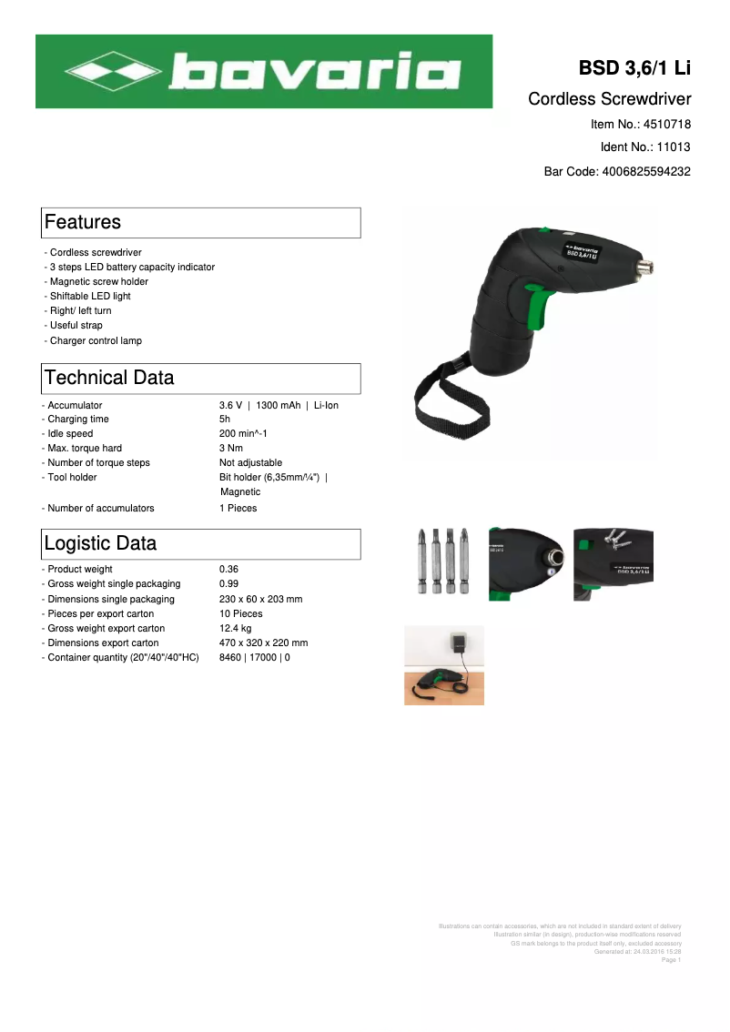 Página nº 1 - Manual de usuario Bavaria BSD 3,6/1 Li