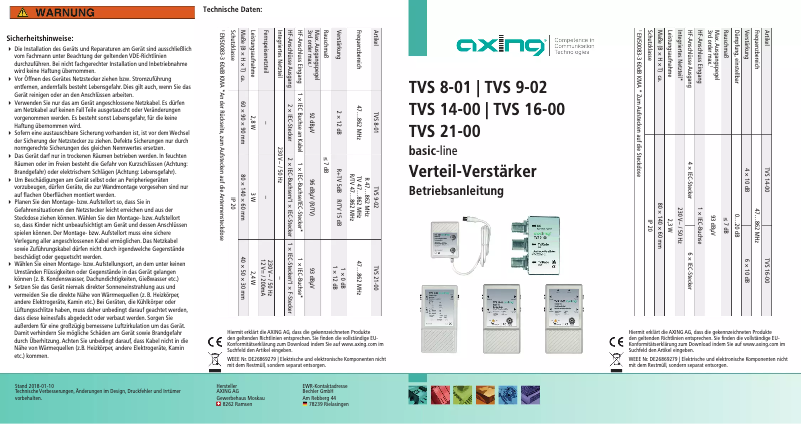 Página 1 del manual Manual de usuario Axing TVS014001