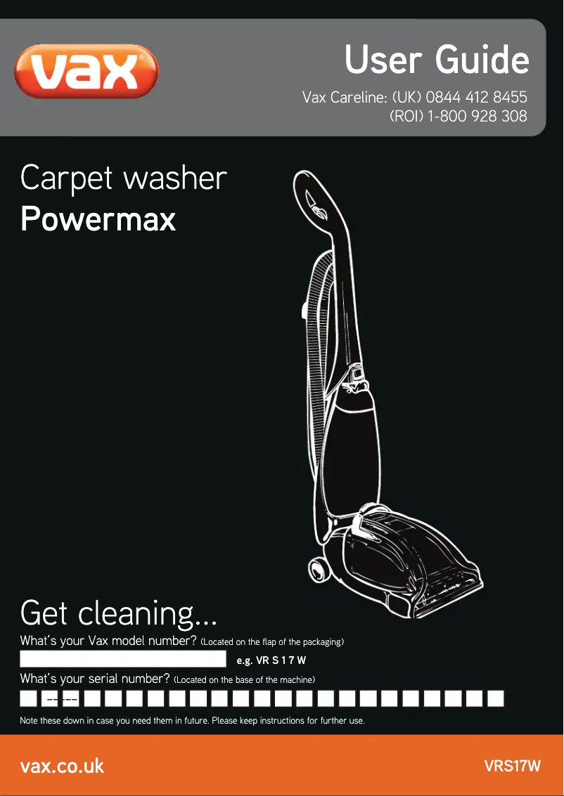 Imagen de la primera página del manual del dispositivo Powermax VRS17W