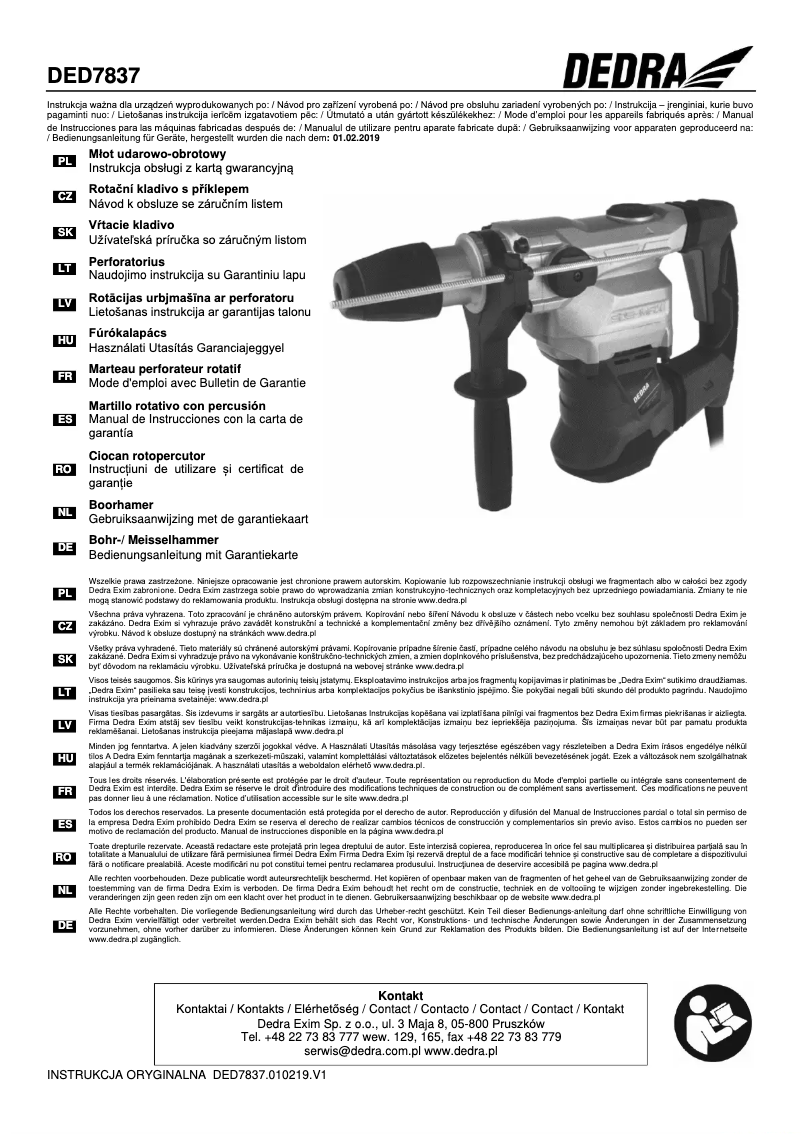 Página 1 del manual Manual de usuario DEDRA DED7837