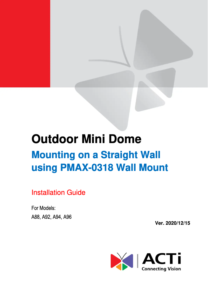 Página 1 del manual Guía de instalación ACTi A88