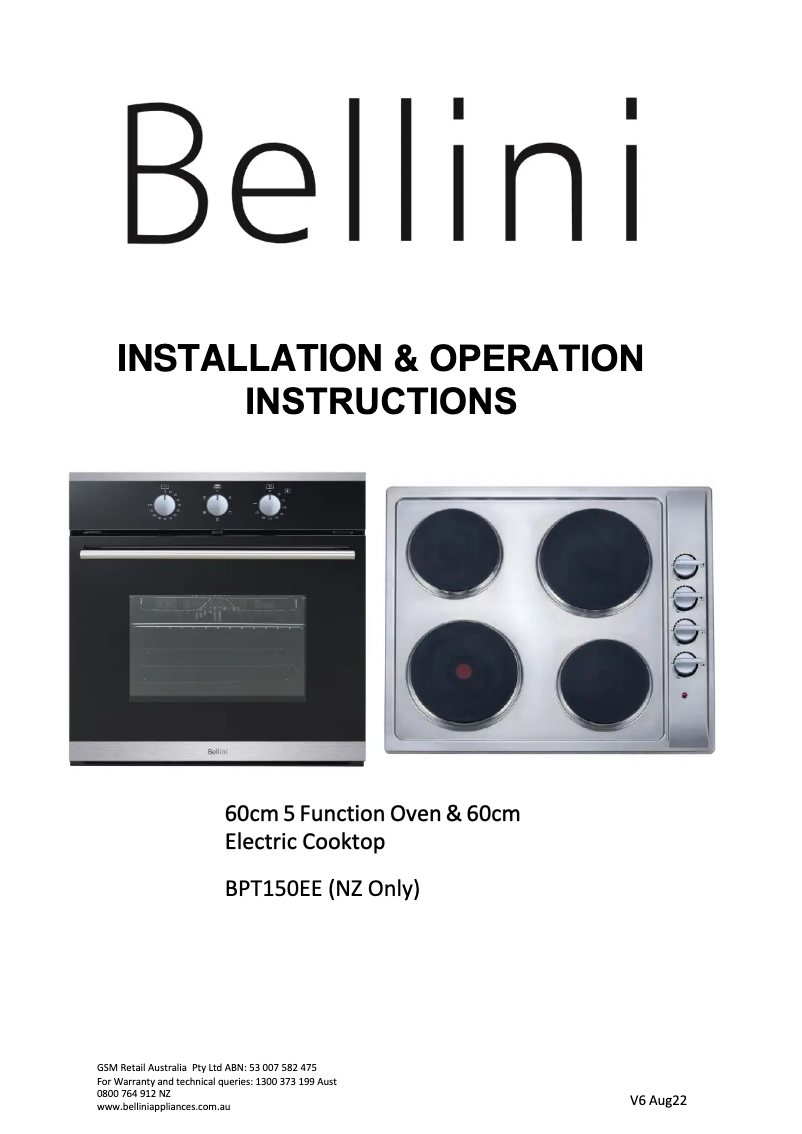 Imagen de la primera página del manual del dispositivo BPT150EE