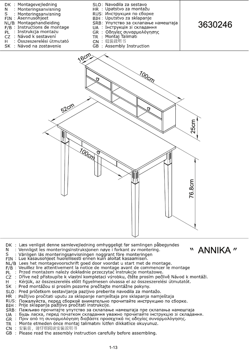 Página nº 1 - Manual de usuario JYSK Aulum (100x77x52)