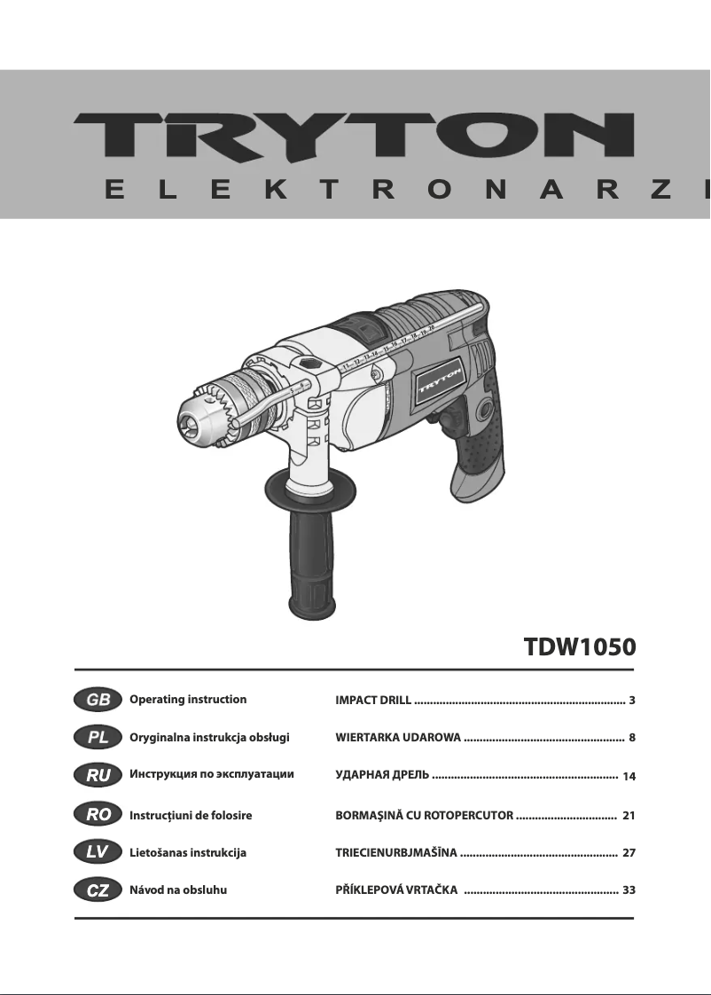 Imagen de la primera página del manual del dispositivo TDW1050