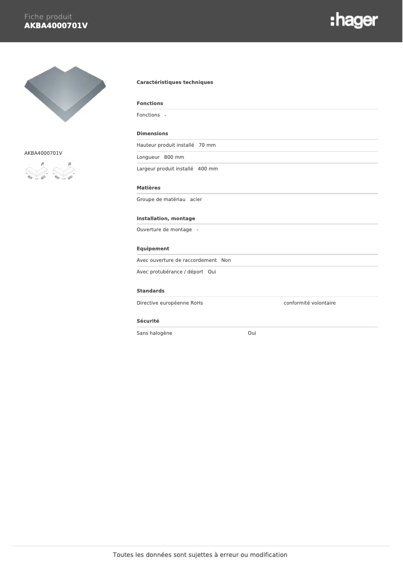 Imagen de la primera página del manual del dispositivo AKBA4000701V